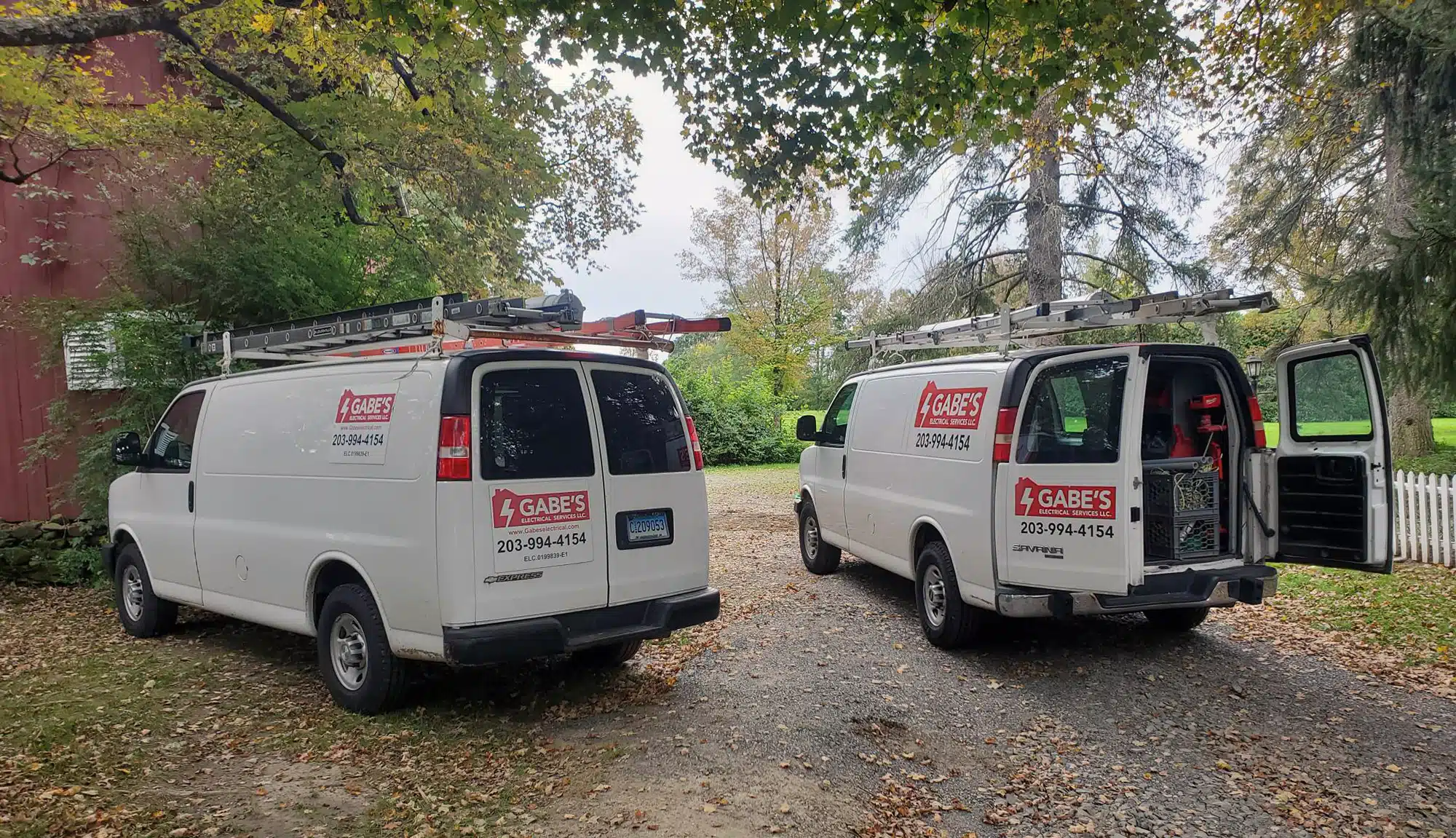 Two Gabe's Electrical trucks