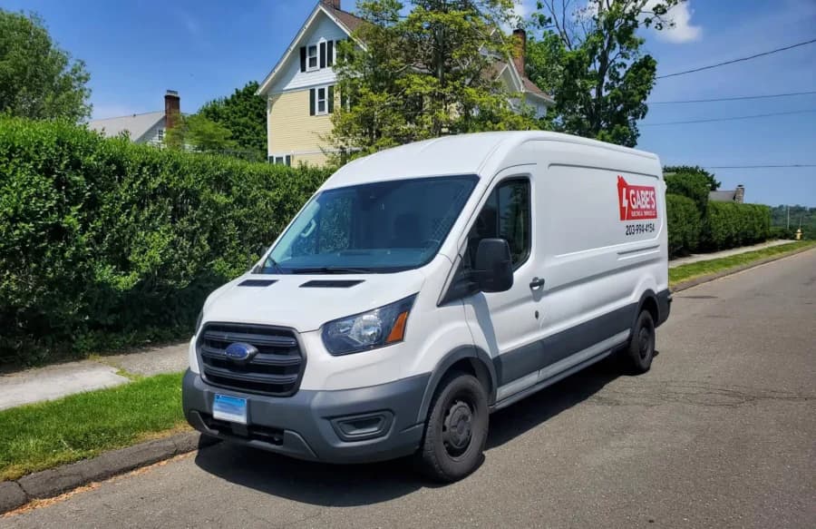 Gabe's electrical van outside of residential home in ridgefield, CT.