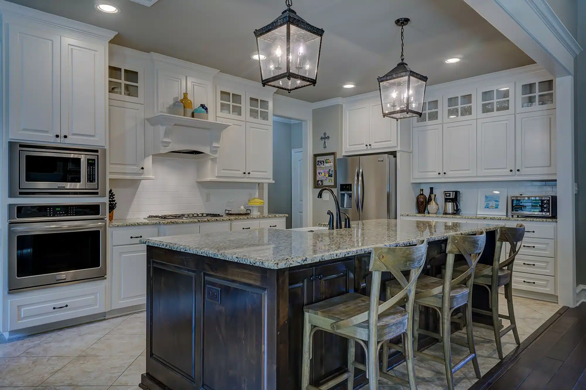 Kitchen lighting in residential home in Brookfield, CT.